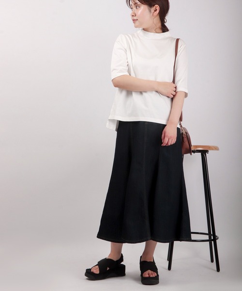 A.N.L(エーエヌエル レーベル)の「A.N.L 抗ウイルス加工 モックネックTシャツ 日本製(Tシャツ/カットソー・レディース・ブラック/オフホワイト/ベージュ・38)」の9枚目の写真