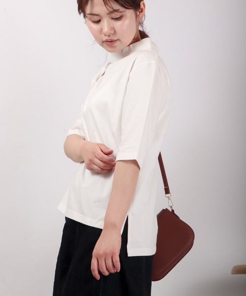 A.N.L(エーエヌエル レーベル)の「A.N.L 抗ウイルス加工 モックネックTシャツ 日本製(Tシャツ/カットソー・レディース・ブラック/オフホワイト/ベージュ・38)」の7枚目の写真