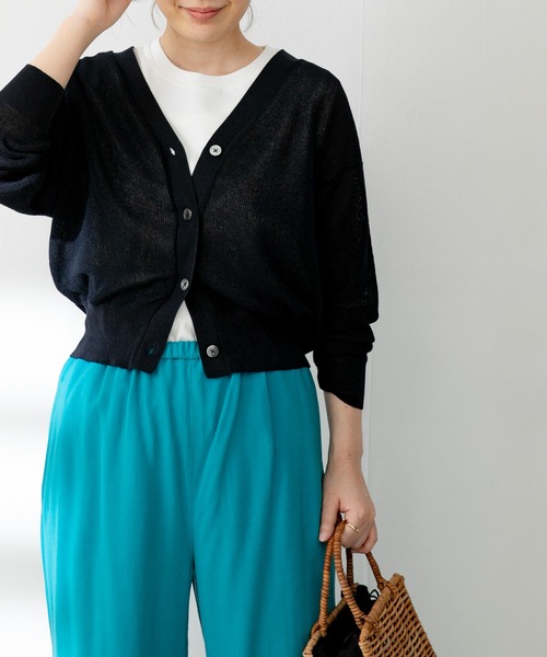 FORK&SPOON(フォークアンドスプーン)の「FORK&SPOON ペーパーニットカーディガン(カーディガン/ボレロ・レディース・ダークネイビー/ダークブラウン系/ライトベージュ・ONE)」の11枚目の写真