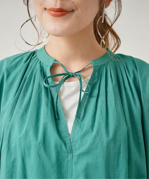 Chez toi（シェトワ）の「キーネックギャザースモックワンピース（ワンピース・レディース・オフホワイト/ブラック/グリーン/イエロー・FREE）」の6枚目の写真