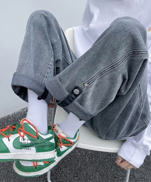 ARCADE（アーケード）の「-ARCADE Limited Line- 春服 ワイド デニムパンツ ロールアップ ビンテージウォッシュ ジーパン（デニムパンツ・メンズ・グレー/サックスブルー/ライトブルー・L/M/XL/2XL）」の2枚目の写真