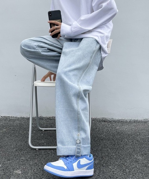 ARCADE（アーケード）の「-ARCADE Limited Line- 春服 ワイド デニムパンツ ロールアップ ビンテージウォッシュ ジーパン（デニムパンツ・メンズ・グレー/サックスブルー/ライトブルー・L/M/XL/2XL）」の13枚目の写真