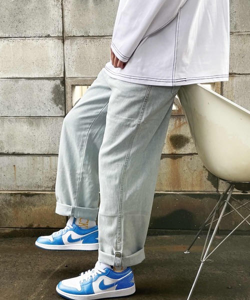 ARCADE（アーケード）の「-ARCADE Limited Line- 春服 ワイド デニムパンツ ロールアップ ビンテージウォッシュ ジーパン（デニムパンツ・メンズ・グレー/サックスブルー/ライトブルー・L/M/XL/2XL）」の11枚目の写真