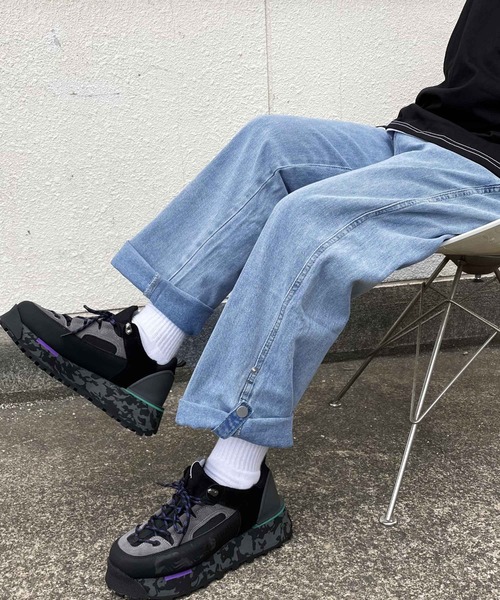ARCADE（アーケード）の「-ARCADE Limited Line- 春服 ワイド デニムパンツ ロールアップ ビンテージウォッシュ ジーパン（デニムパンツ・メンズ・グレー/サックスブルー/ライトブルー・L/M/XL/2XL）」の10枚目の写真