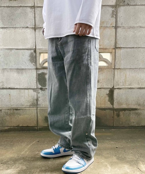 ARCADE（アーケード）の「-ARCADE Limited Line- 春服 ワイド デニムパンツ ロールアップ ビンテージウォッシュ ジーパン（デニムパンツ・メンズ・グレー/サックスブルー/ライトブルー・L/M/XL/2XL）」の6枚目の写真