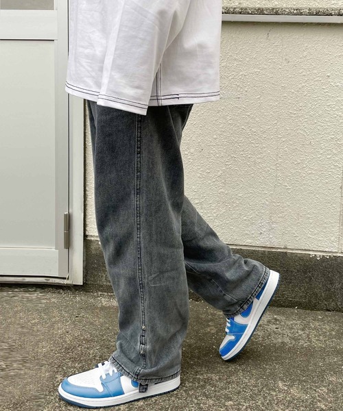 ARCADE（アーケード）の「-ARCADE Limited Line- 春服 ワイド デニムパンツ ロールアップ ビンテージウォッシュ ジーパン（デニムパンツ・メンズ・グレー/サックスブルー/ライトブルー・L/M/XL/2XL）」の5枚目の写真