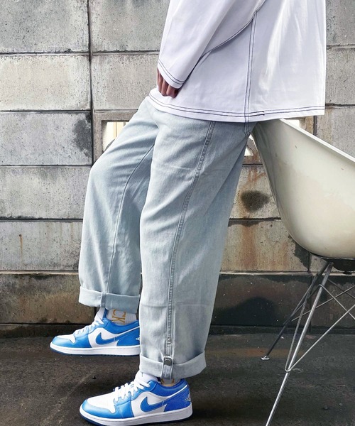 ARCADE（アーケード）の「-ARCADE Limited Line- 春服 ワイド デニムパンツ ロールアップ ビンテージウォッシュ ジーパン（デニムパンツ・メンズ・グレー/サックスブルー/ライトブルー・L/M/XL/2XL）」の16枚目の写真