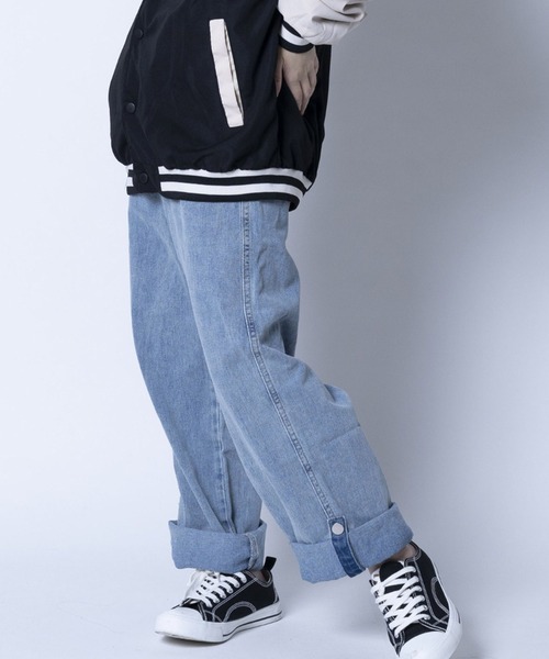 ARCADE（アーケード）の「-ARCADE Limited Line- 春服 ワイド デニムパンツ ロールアップ ビンテージウォッシュ ジーパン（デニムパンツ・メンズ・グレー/サックスブルー/ライトブルー・L/M/XL/2XL）」の18枚目の写真