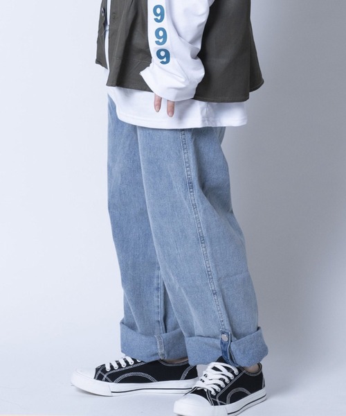 ARCADE（アーケード）の「-ARCADE Limited Line- 春服 ワイド デニムパンツ ロールアップ ビンテージウォッシュ ジーパン（デニムパンツ・メンズ・グレー/サックスブルー/ライトブルー・L/M/XL/2XL）」の20枚目の写真