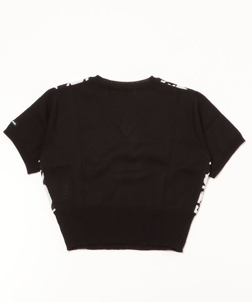 FANCY CLUB（ファンシークラブ）の「A'GEM/9 × .kom『 FANCY CLUB/ファンシークラブ』HOUND TOOTH CHECK CROP KNIT TEE/ハウンドトゥース チェック柄 クロップド丈 ニット半袖Tシャツ（ニット/セーター・レディース・ブラック/ライトブルー・FREE）」の20枚目の写真