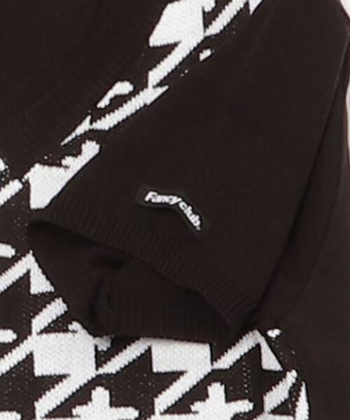 FANCY CLUB（ファンシークラブ）の「A'GEM/9 × .kom『 FANCY CLUB/ファンシークラブ』HOUND TOOTH CHECK CROP KNIT TEE/ハウンドトゥース チェック柄 クロップド丈 ニット半袖Tシャツ（ニット/セーター・レディース・ブラック/ライトブルー・FREE）」の14枚目の写真