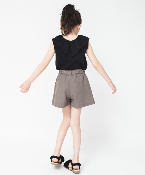 BRANSHES（ブランシェス）の「【綿100％ / 前後着れる2way】襟フリル半袖Tシャツ（Tシャツ/カットソー・キッズ・ベージュ/ブラック/ラベンダー/サーモンピンク・130/140/100/120/110/150/90）」の6枚目の写真