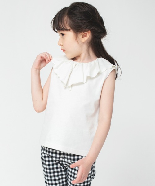 BRANSHES（ブランシェス）の「【綿100％ / 前後着れる2way】襟フリル半袖Tシャツ（Tシャツ/カットソー・キッズ・ベージュ/ブラック/ラベンダー/サーモンピンク・130/140/100/120/110/150/90）」の10枚目の写真