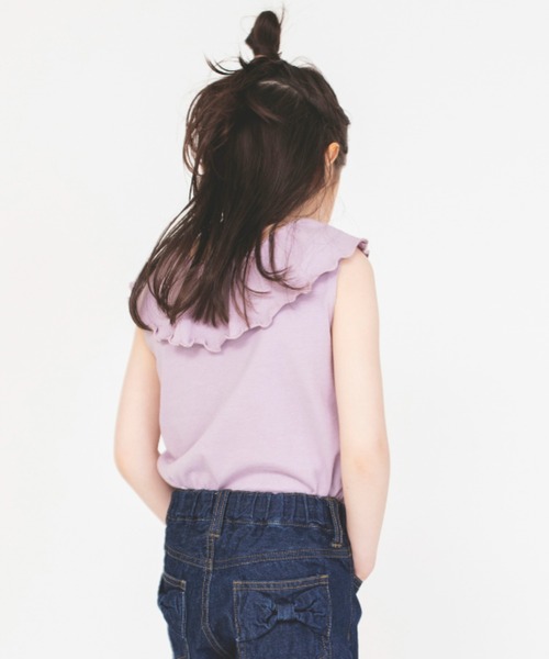 BRANSHES（ブランシェス）の「【綿100％ / 前後着れる2way】襟フリル半袖Tシャツ（Tシャツ/カットソー・キッズ・ベージュ/ブラック/ラベンダー/サーモンピンク・130/140/100/120/110/150/90）」の14枚目の写真