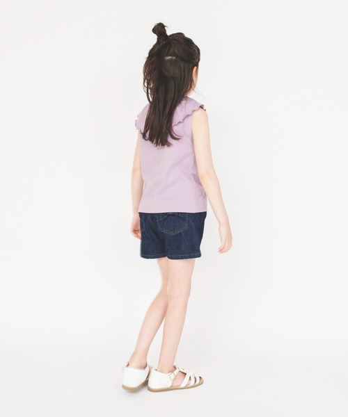 BRANSHES（ブランシェス）の「【綿100％ / 前後着れる2way】襟フリル半袖Tシャツ（Tシャツ/カットソー・キッズ・ベージュ/ブラック/ラベンダー/サーモンピンク・130/140/100/120/110/150/90）」の12枚目の写真