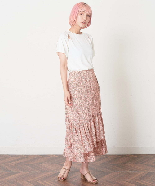 A de a.v.v（アードアー・ヴェ・ヴェ）の「マーメイドアシンメトリー柄スカート（スカート・レディース・ホワイト/オレンジ・38/36）」の7枚目の写真