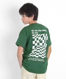 GLAZOS | 天竺・ドロップショルダーBOXチェッカープリント半袖Tシャツ(Tシャツ/カットソー)