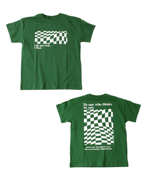 GLAZOS（グラソス）の「天竺・ドロップショルダーBOXチェッカープリント半袖Tシャツ（Tシャツ/カットソー・キッズ・オフホワイト/グリーン/ブラック・130cm/140cm/150cm/160cm/170cm）」の4枚目の写真