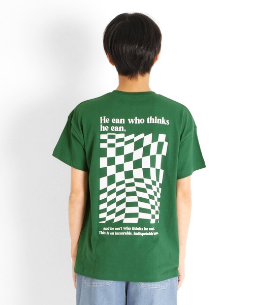 GLAZOS（グラソス）の「天竺・ドロップショルダーBOXチェッカープリント半袖Tシャツ（Tシャツ/カットソー・キッズ・オフホワイト/グリーン/ブラック・130cm/140cm/150cm/160cm/170cm）」の10枚目の写真