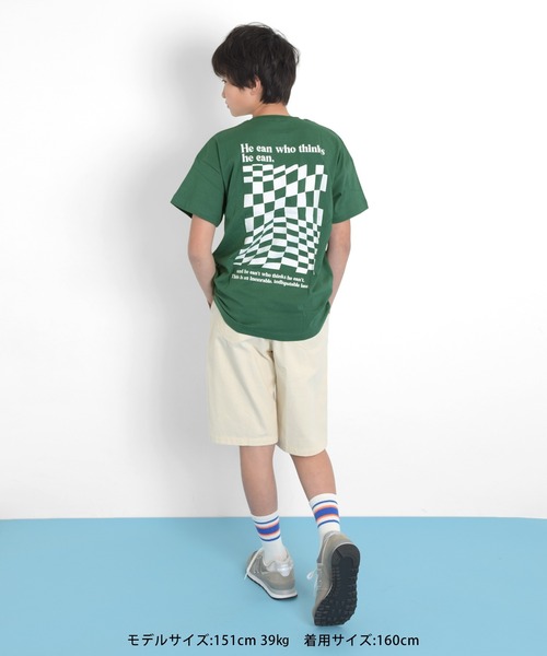 GLAZOS（グラソス）の「天竺・ドロップショルダーBOXチェッカープリント半袖Tシャツ（Tシャツ/カットソー・キッズ・オフホワイト/グリーン/ブラック・130cm/140cm/150cm/160cm/170cm）」の20枚目の写真