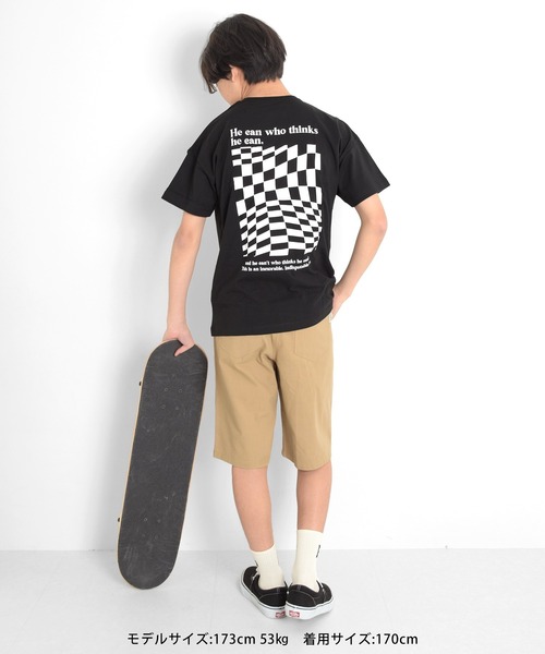 GLAZOS（グラソス）の「天竺・ドロップショルダーBOXチェッカープリント半袖Tシャツ（Tシャツ/カットソー・キッズ・オフホワイト/グリーン/ブラック・130cm/140cm/150cm/160cm/170cm）」の22枚目の写真