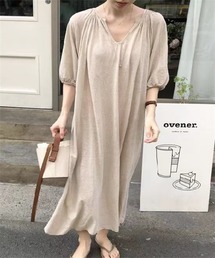 Vネックゆったりサイズカットソーワンピース