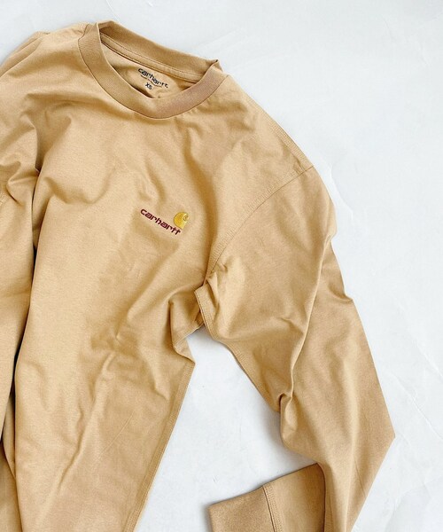 Carhartt WIP(カーハートダブリューアイピー)の「CARHARTT WIP L/S AMERICAN SCRIPT T-SHIRT(Tシャツ/カットソー・レディース・ホワイト/ベージュ・SMALL/MEDIUM/X-SMALL)」の1枚目の写真