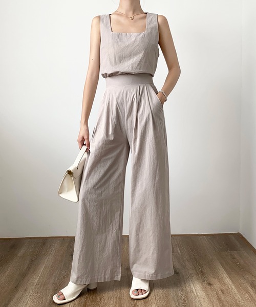 LAFFMO（ラフモ）の「リネンライクセットアップ（セットアップ・レディース・ブラック/ベージュ/グレー/モカ・FREE）」の4枚目の写真