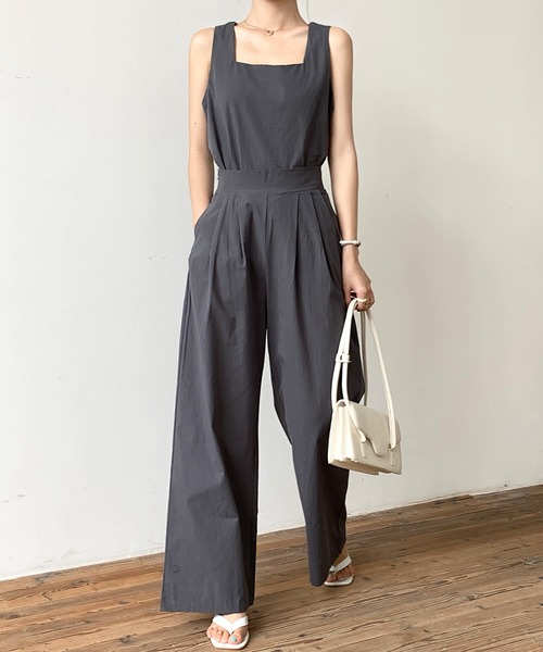 LAFFMO（ラフモ）の「リネンライクセットアップ（セットアップ・レディース・ブラック/ベージュ/グレー/モカ・FREE）」の3枚目の写真