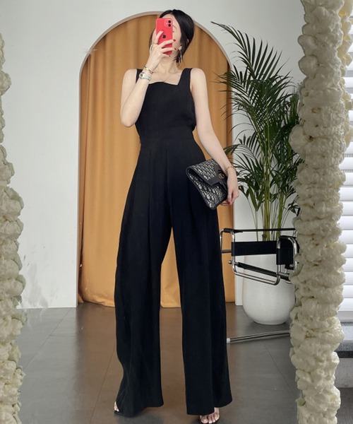 LAFFMO（ラフモ）の「リネンライクセットアップ（セットアップ・レディース・ブラック/ベージュ/グレー/モカ・FREE）」の5枚目の写真