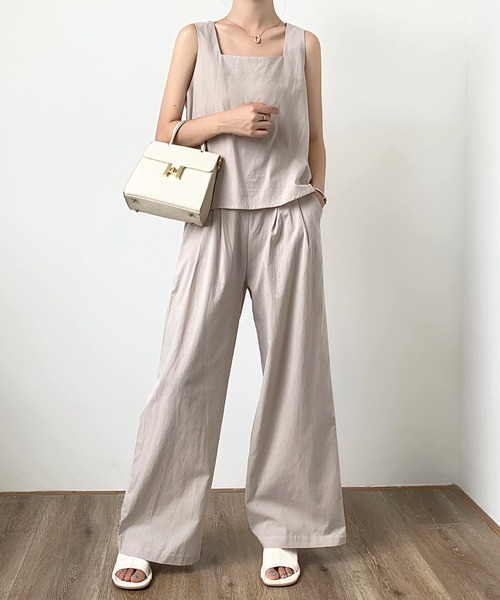 LAFFMO（ラフモ）の「リネンライクセットアップ（セットアップ・レディース・ブラック/ベージュ/グレー/モカ・FREE）」の9枚目の写真