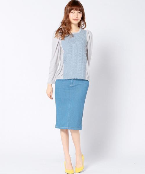 Another Edition（アナザーエディション）の「デニムミドルスカート/AEBC DENIM MDL SK◆（デニムスカート・レディース・オフホワイト/ライトブルー/ネイビー・MEDIUM/SMALL）」の7枚目の写真
