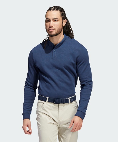 メランジ 長袖ボタンモックネックシャツ【adidas Golf/アディダスゴルフ】