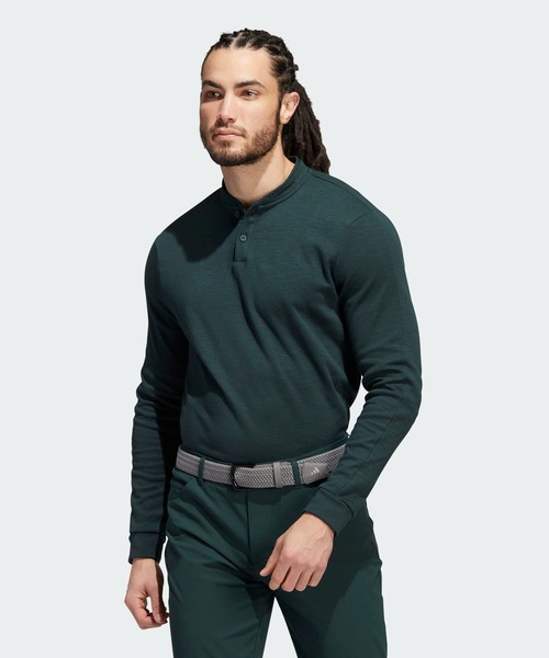メランジ 長袖ボタンモックネックシャツ【adidas Golf/アディダスゴルフ】