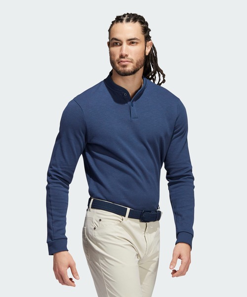 メランジ 長袖ボタンモックネックシャツ【adidas Golf/アディダスゴルフ】