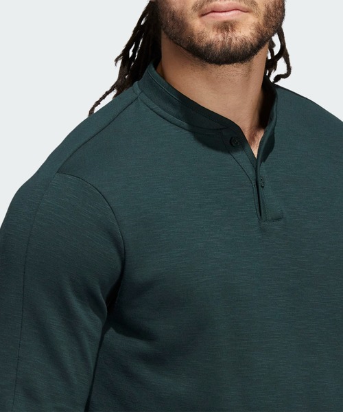 メランジ 長袖ボタンモックネックシャツ【adidas Golf/アディダスゴルフ】