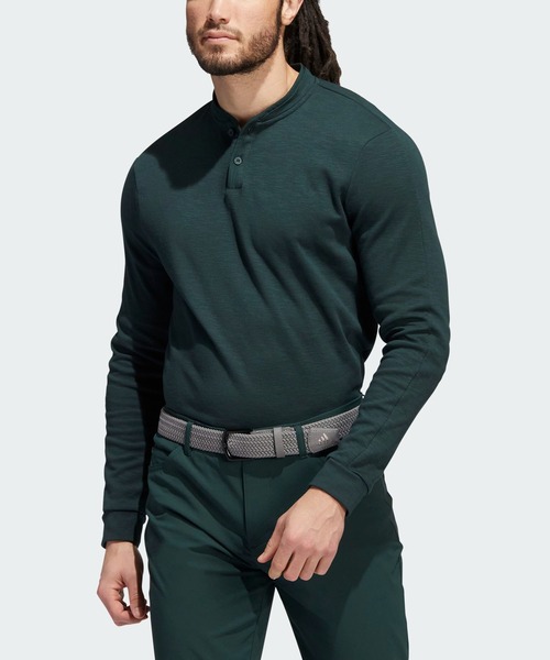 メランジ 長袖ボタンモックネックシャツ【adidas Golf/アディダスゴルフ】