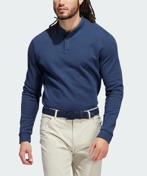 メランジ 長袖ボタンモックネックシャツ【adidas Golf/アディダスゴルフ】