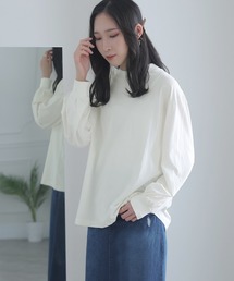 モックネックボリューム袖ロンT