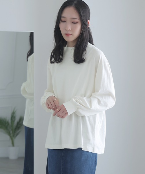 ElegChic(エレグシック)の「モックネックボリューム袖ロンT(Tシャツ/カットソー・レディース・ライトベージュ/ブラック/オフホワイト・4L/M/XL)」の8枚目の写真