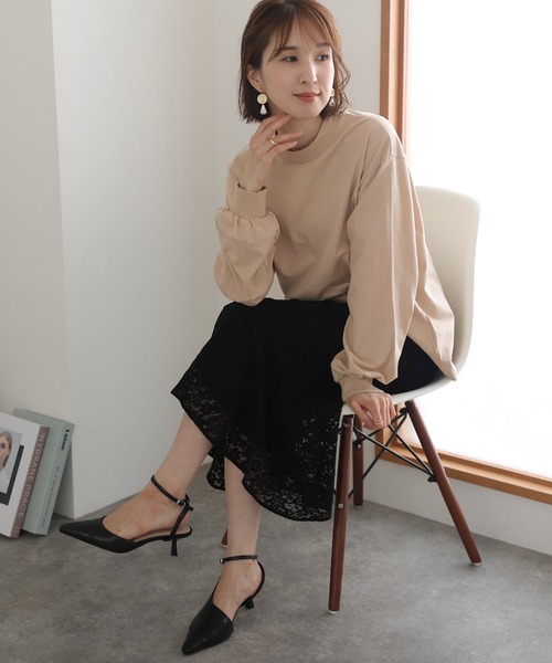 ElegChic(エレグシック)の「モックネックボリューム袖ロンT(Tシャツ/カットソー・レディース・ライトベージュ/ブラック/オフホワイト・4L/M/XL)」の15枚目の写真