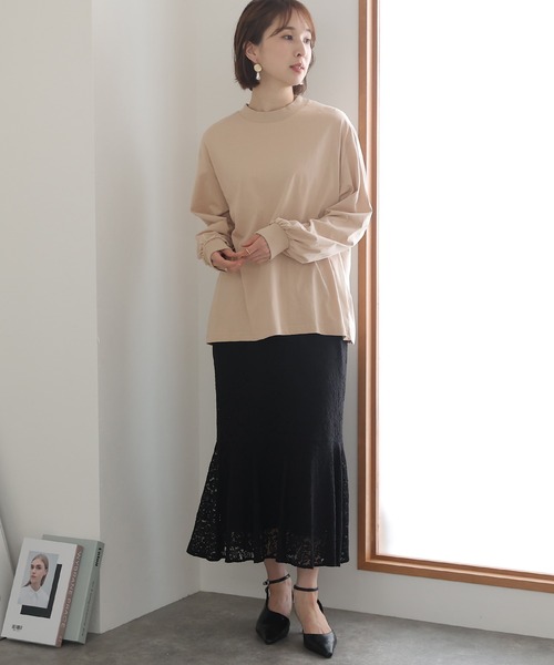 ElegChic(エレグシック)の「モックネックボリューム袖ロンT(Tシャツ/カットソー・レディース・ライトベージュ/ブラック/オフホワイト・4L/M/XL)」の20枚目の写真