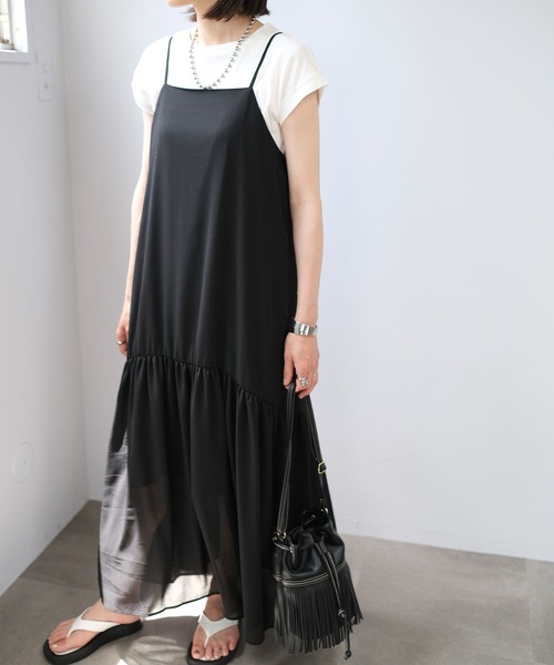 ＡＮＤＪ（アンドジェイ）の「楊柳シフォンキャミワンピース（ワンピース・レディース・ブラック/ピンク/モカ・M）」の4枚目の写真