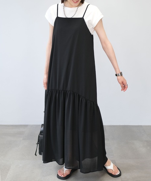 ＡＮＤＪ（アンドジェイ）の「楊柳シフォンキャミワンピース（ワンピース・レディース・ブラック/ピンク/モカ・M）」の5枚目の写真