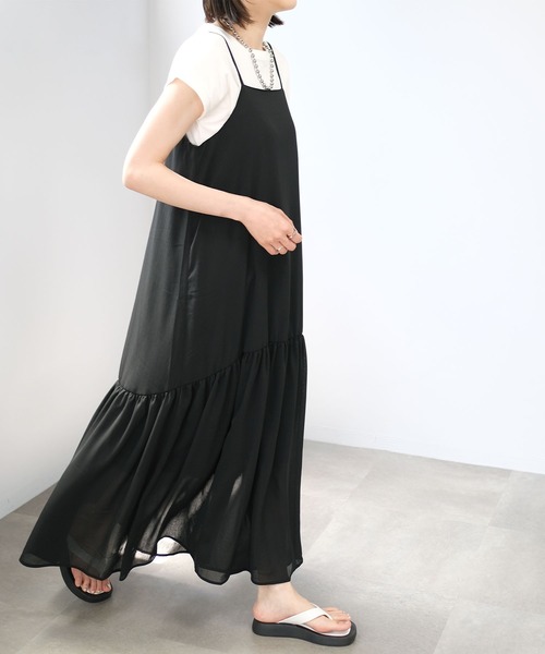 ＡＮＤＪ（アンドジェイ）の「楊柳シフォンキャミワンピース（ワンピース・レディース・ブラック/ピンク/モカ・M）」の8枚目の写真