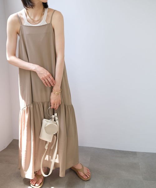 ＡＮＤＪ（アンドジェイ）の「楊柳シフォンキャミワンピース（ワンピース・レディース・ブラック/ピンク/モカ・M）」の13枚目の写真