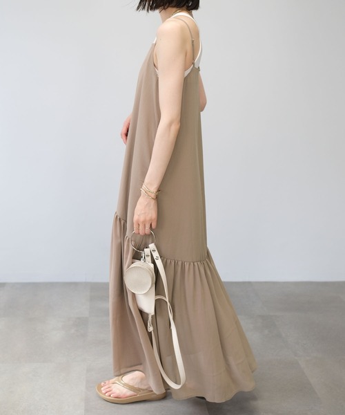 ＡＮＤＪ（アンドジェイ）の「楊柳シフォンキャミワンピース（ワンピース・レディース・ブラック/ピンク/モカ・M）」の14枚目の写真