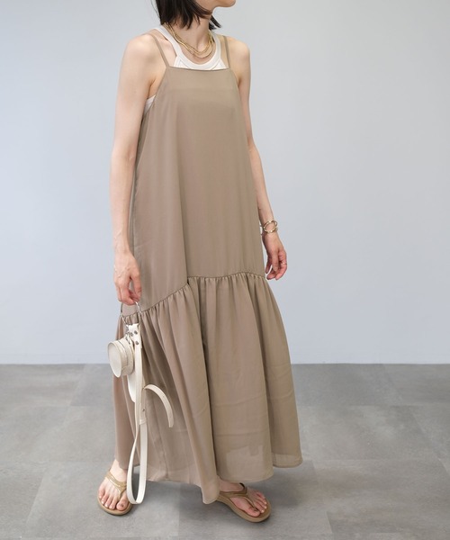 ＡＮＤＪ（アンドジェイ）の「楊柳シフォンキャミワンピース（ワンピース・レディース・ブラック/ピンク/モカ・M）」の15枚目の写真