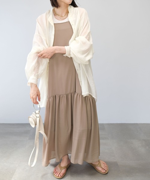 ＡＮＤＪ（アンドジェイ）の「楊柳シフォンキャミワンピース（ワンピース・レディース・ブラック/ピンク/モカ・M）」の17枚目の写真