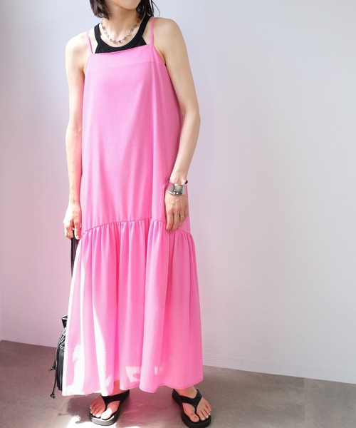 ＡＮＤＪ（アンドジェイ）の「楊柳シフォンキャミワンピース（ワンピース・レディース・ブラック/ピンク/モカ・M）」の21枚目の写真